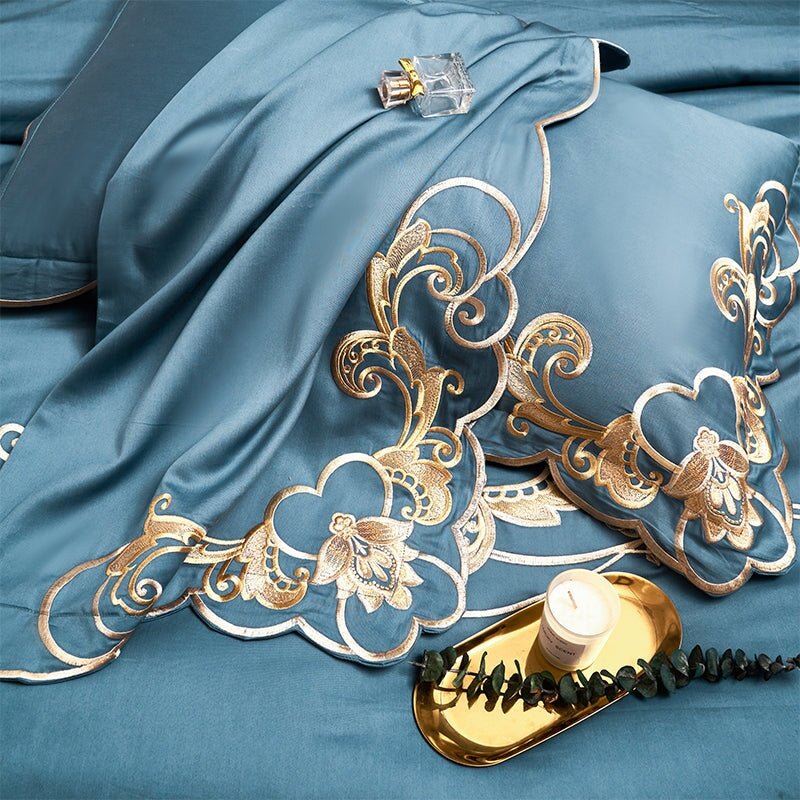Alexandra Blue Luxury Duvet Cover Set (1000 TC) - Duvet Covers