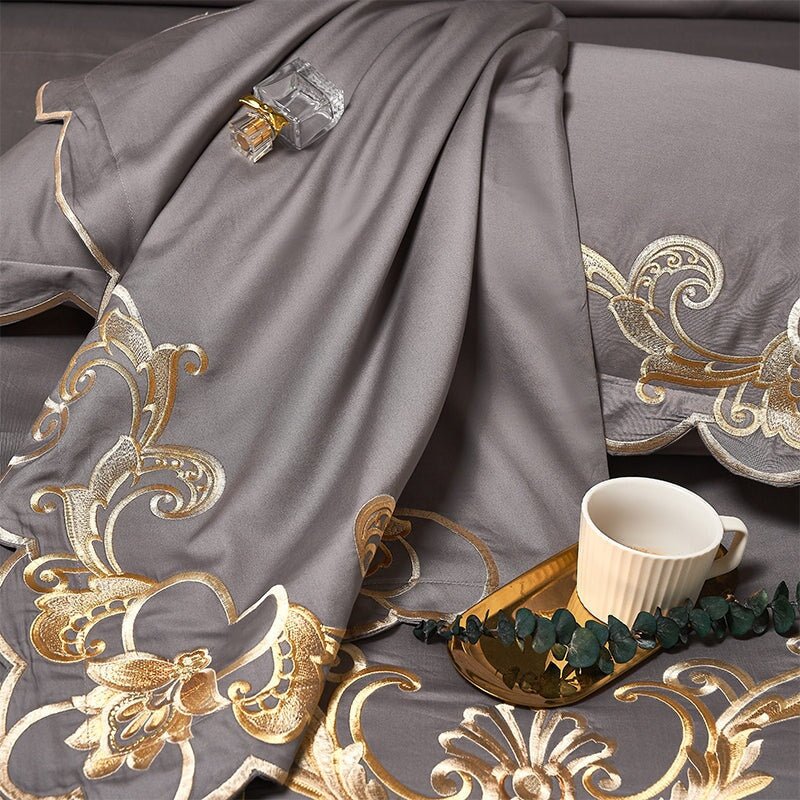 Alexandra Grey Luxury Duvet Cover Set (1000 TC) - Duvet Covers