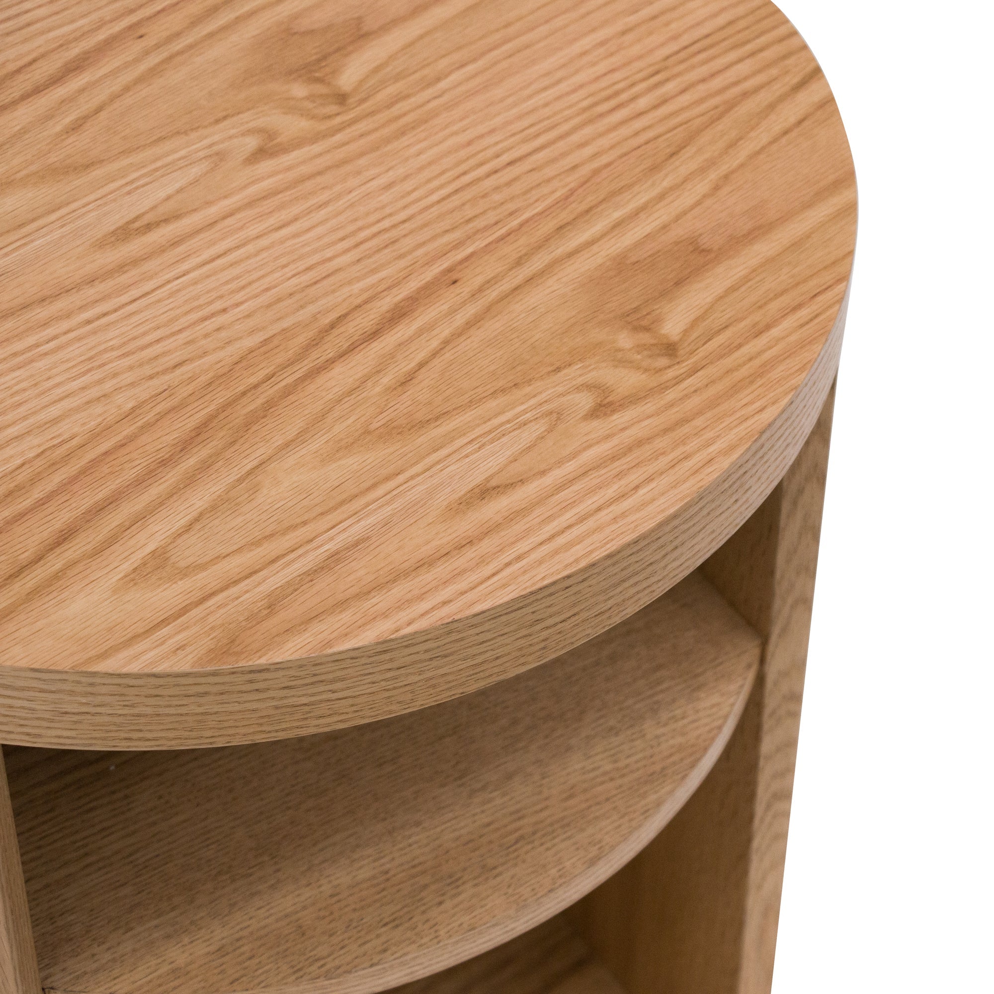 Amelia Round Wooden Bedside Table - Natural - Bedside Tables