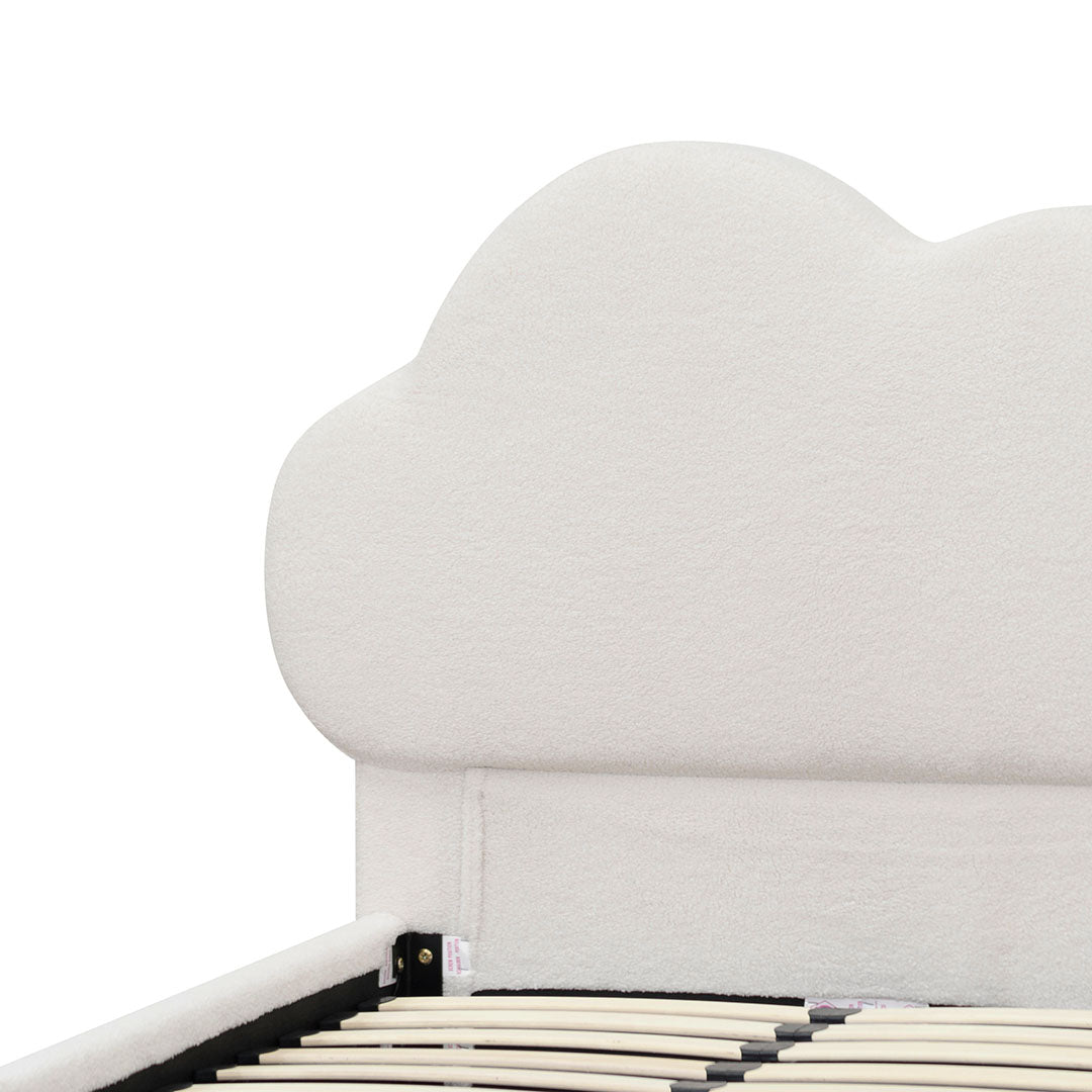 Amelia Single Sized Bed Frame - White Boucle - Beds