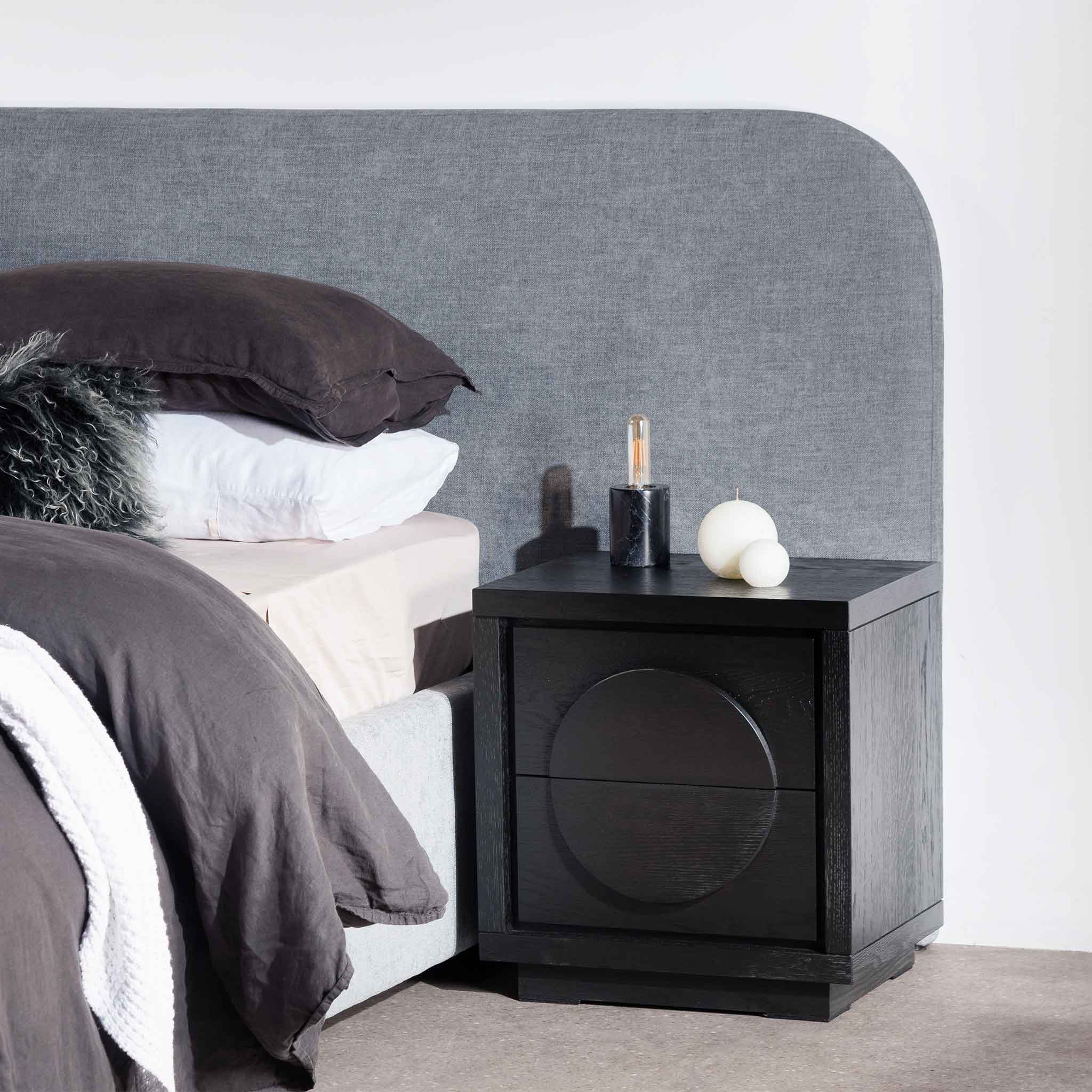 Amiyah Bedside Table - Textured Espresso Black - Bedside Tables