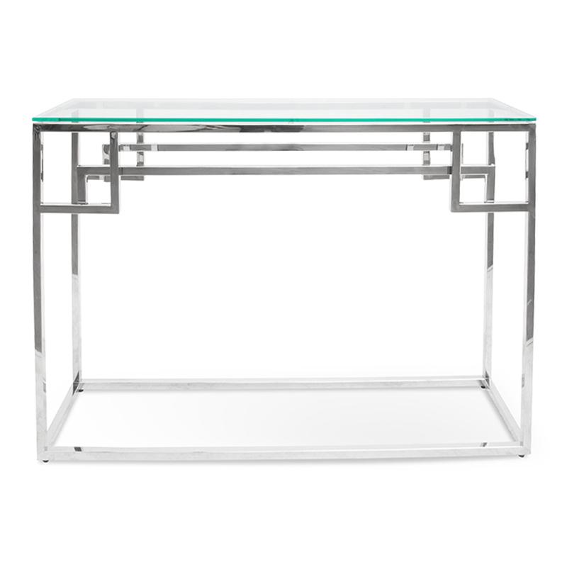 Anzu Glass Console Table - Stainless Steel Base - Console