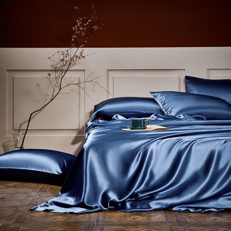 Arya Blue 25 Momme Mulberry Silk Duvet Cover Set - Duvet Covers