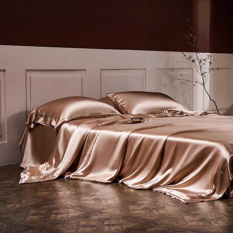 Arya Rose Gold 25 Momme Mulberry Silk Duvet Cover Set - Duvet Covers