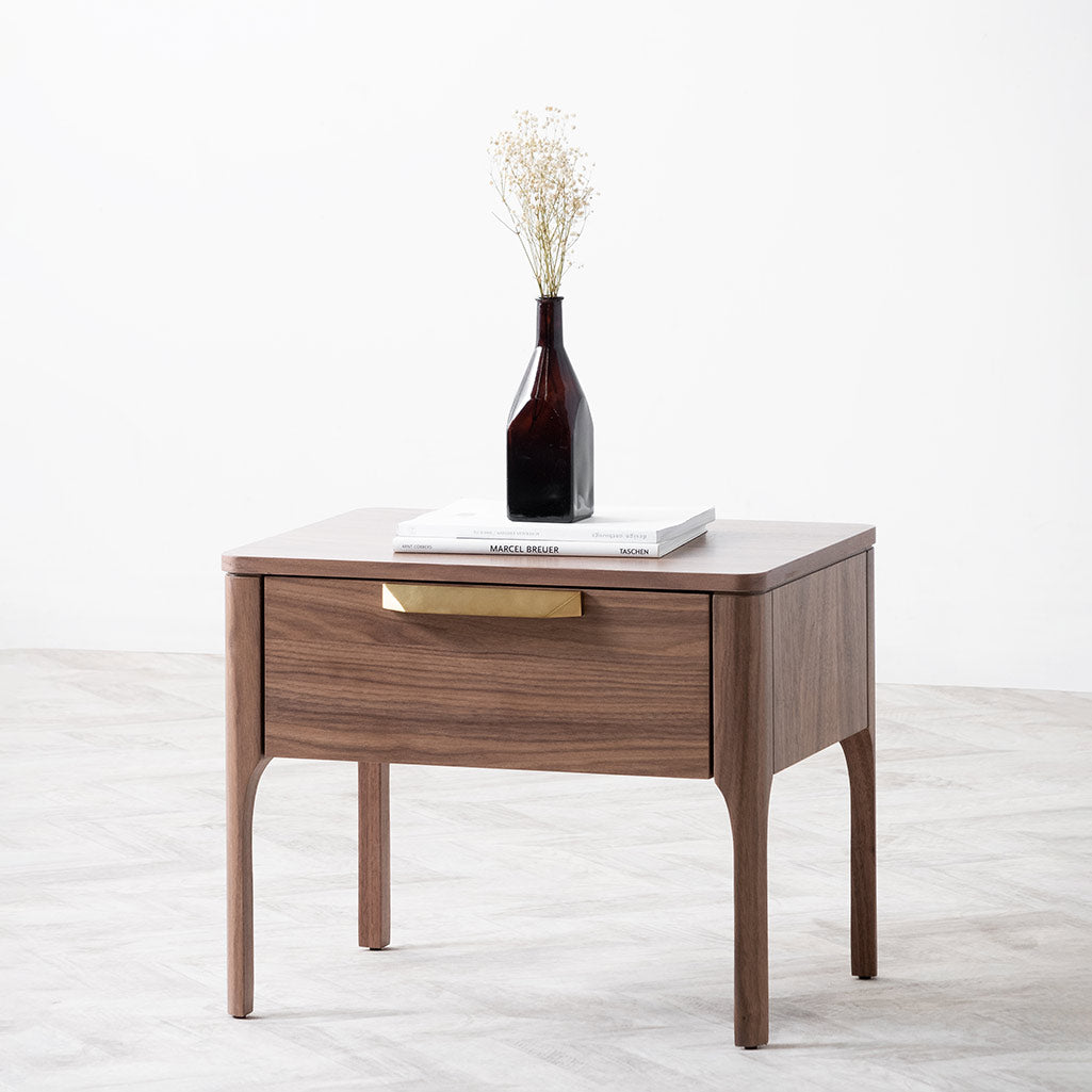 Aspen Wooden Bedside Table - Walnut - Bedside Tables