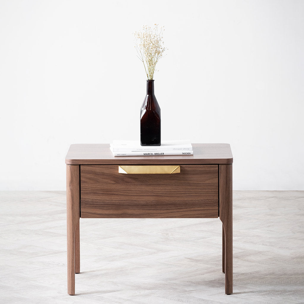 Aspen Wooden Bedside Table - Walnut - Bedside Tables