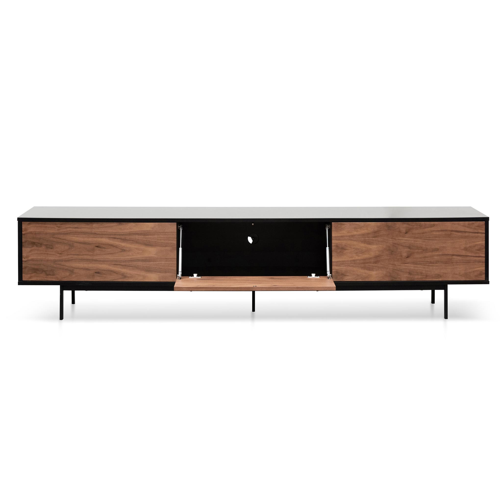 Aspen Wooden TV Entertainment Unit - Black Frame & Walnut finish Drawers - TV Units