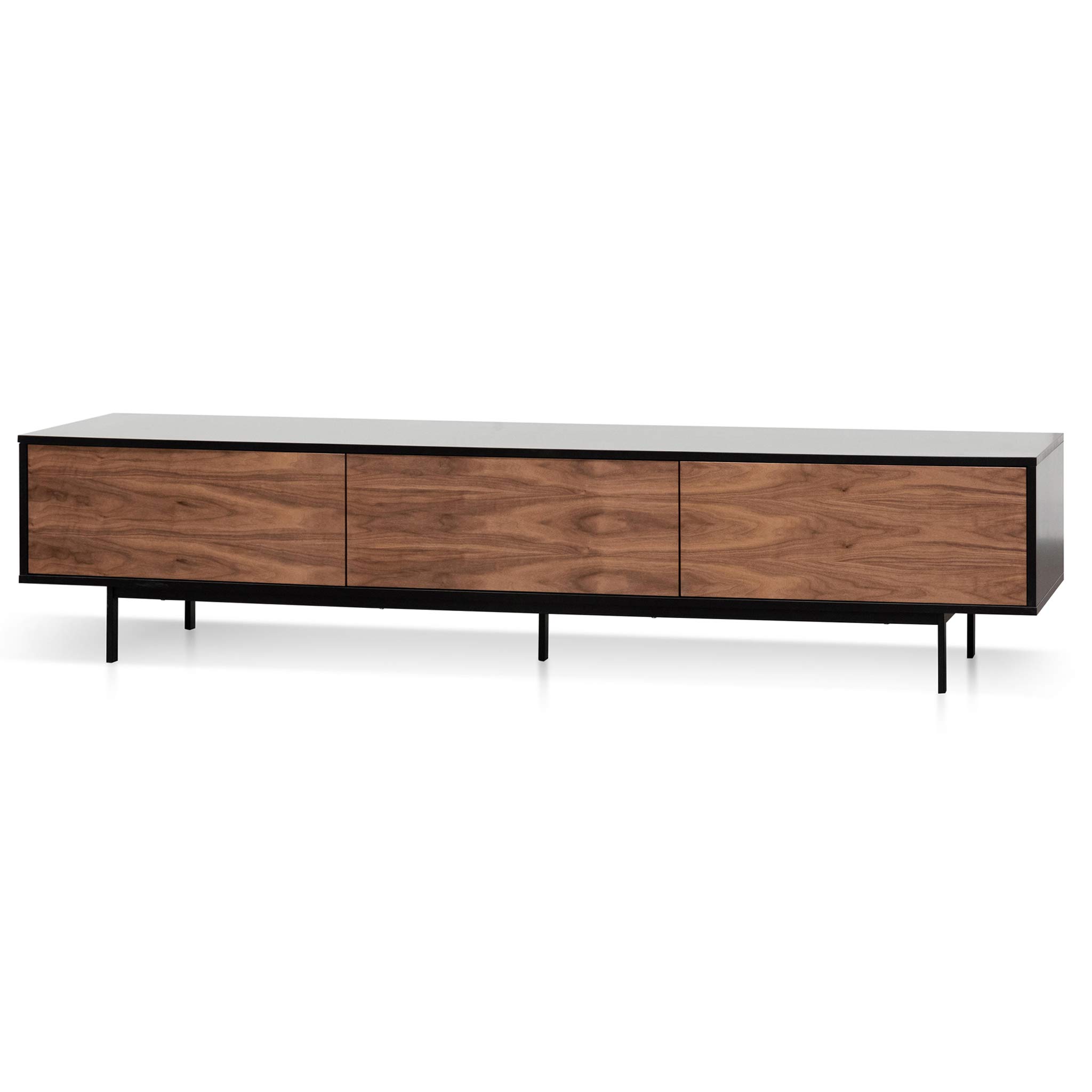 Aspen Wooden TV Entertainment Unit - Black Frame & Walnut finish Drawers - TV Units