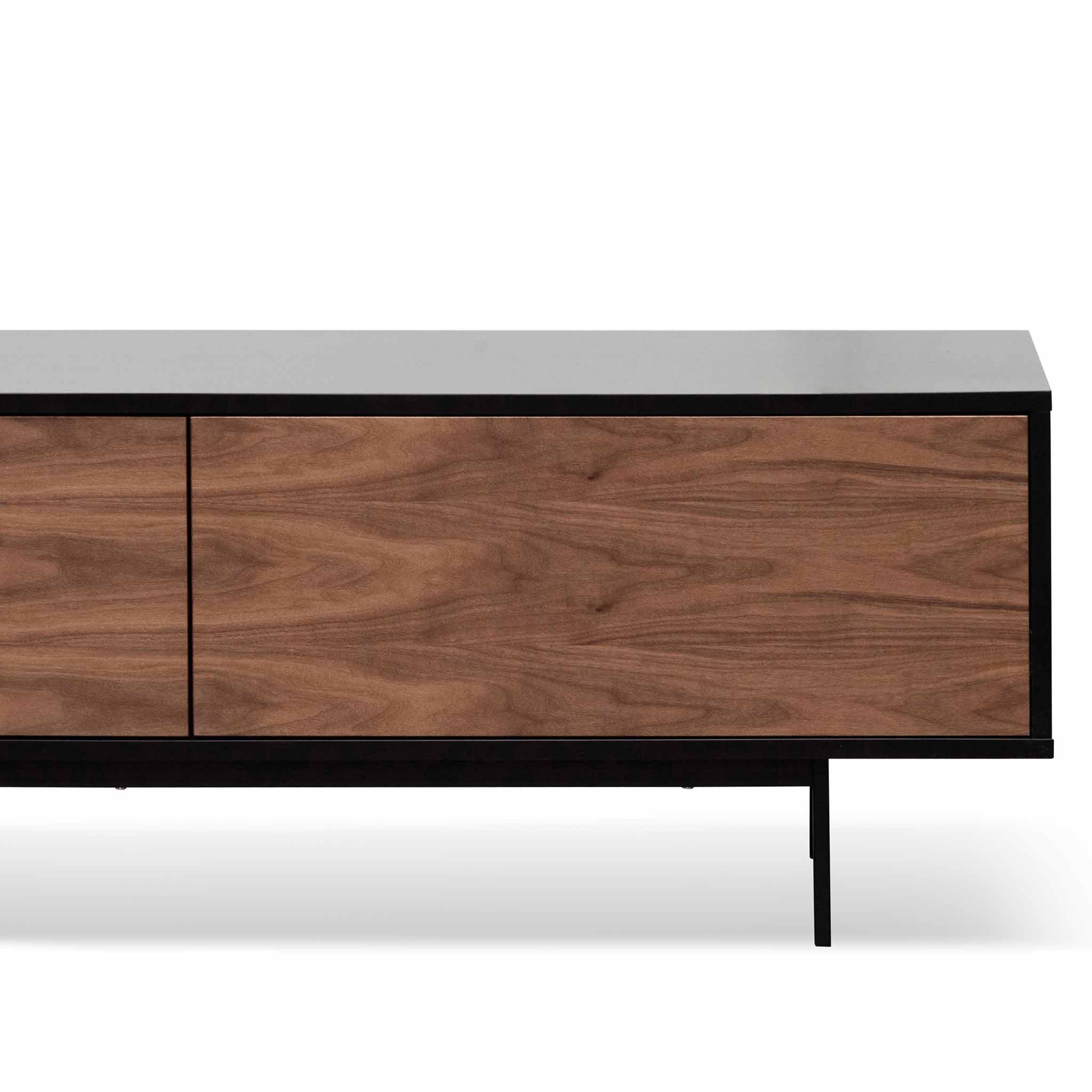 Aspen Wooden TV Entertainment Unit - Black Frame & Walnut finish Drawers - TV Units