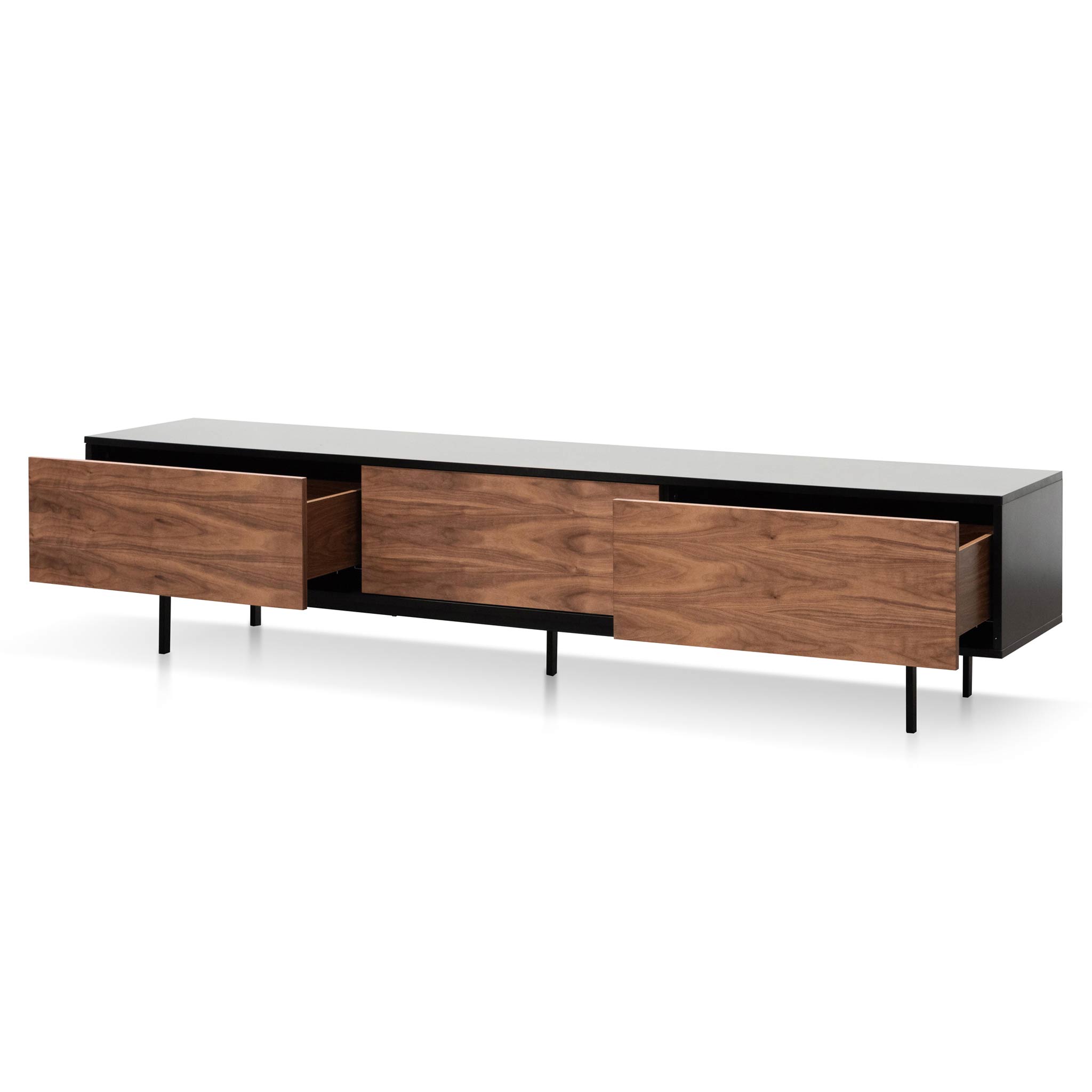 Aspen Wooden TV Entertainment Unit - Black Frame & Walnut finish Drawers - TV Units