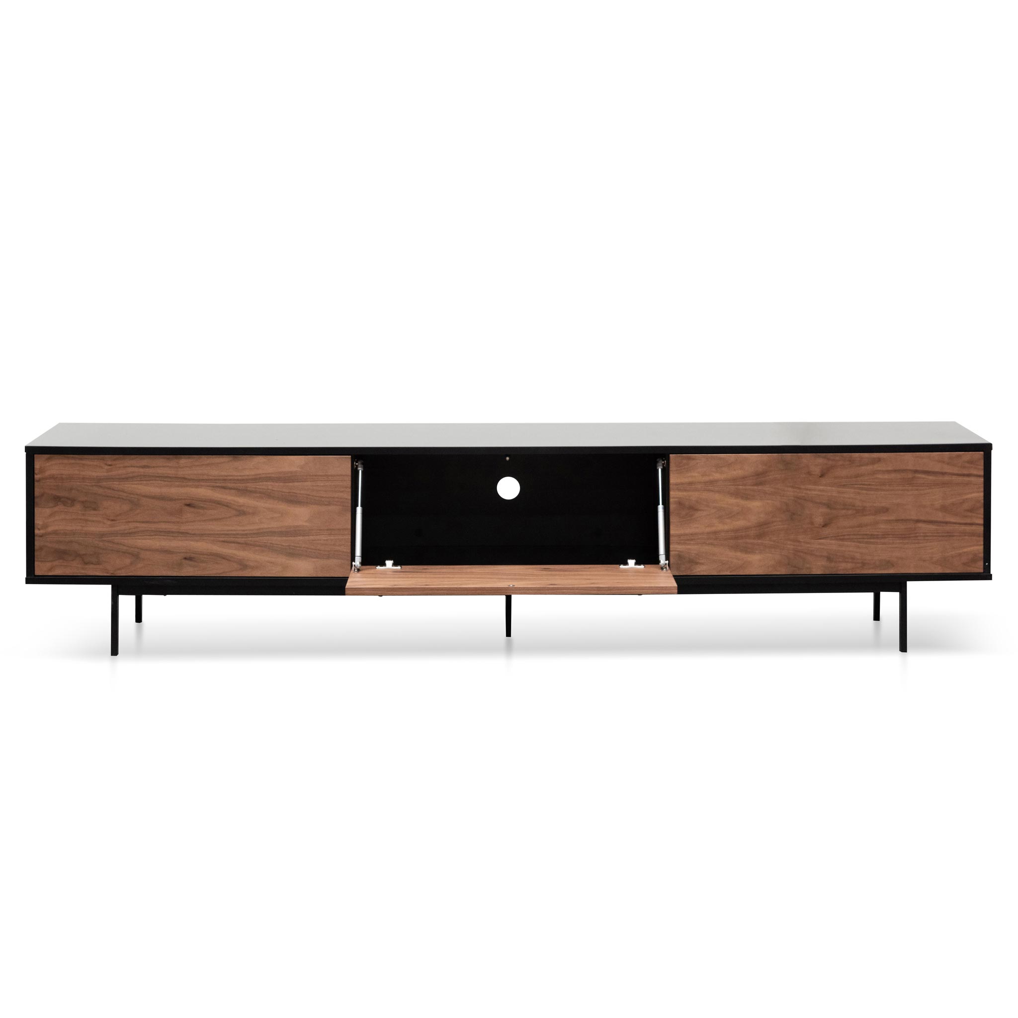 Aspen Wooden TV Entertainment Unit - Black Frame & Walnut finish Drawers - TV Units