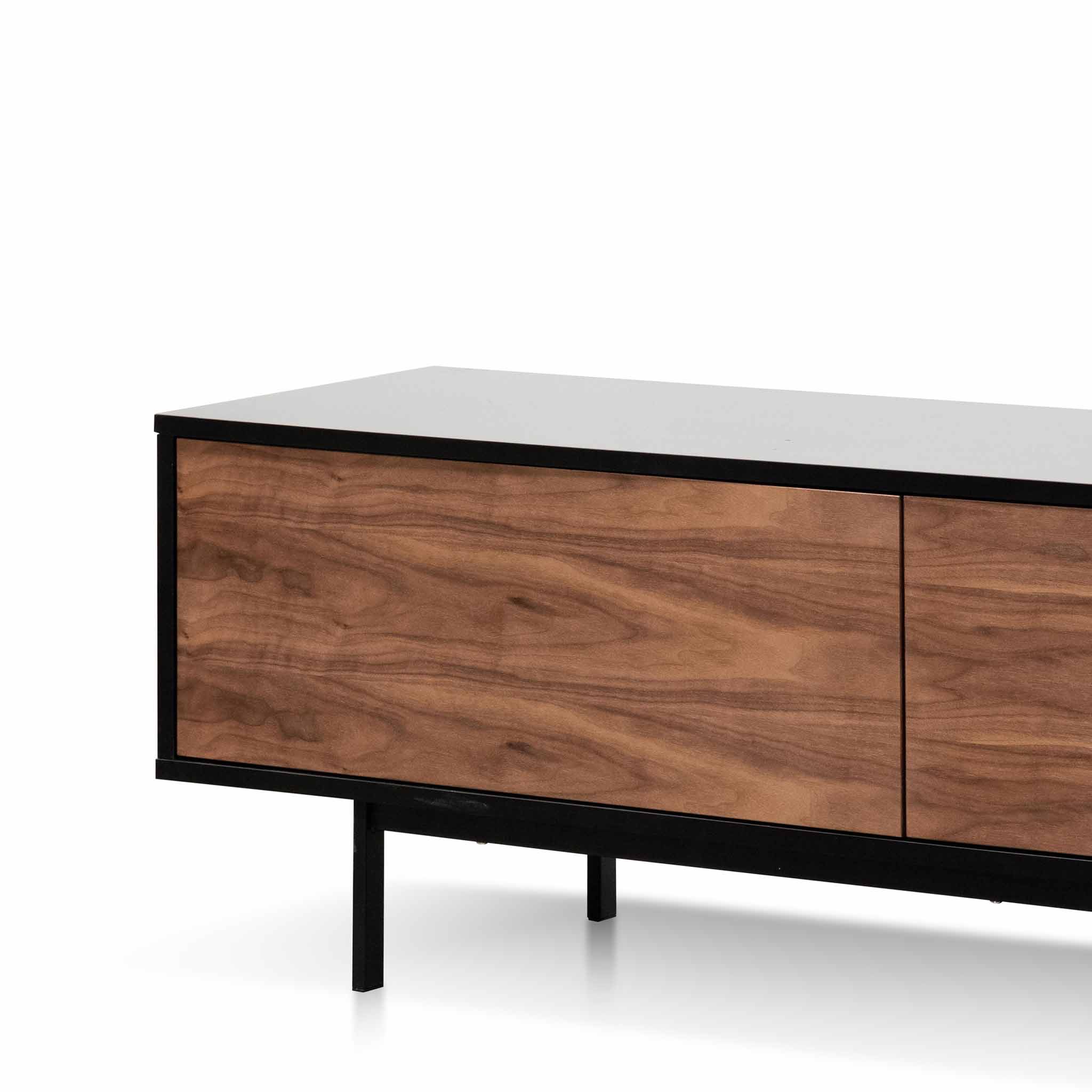 Aspen Wooden TV Entertainment Unit - Black Frame & Walnut finish Drawers - TV Units