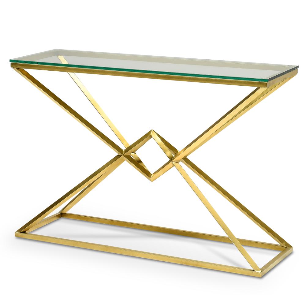 Audrey Glass Console Table - Gold Base - Console