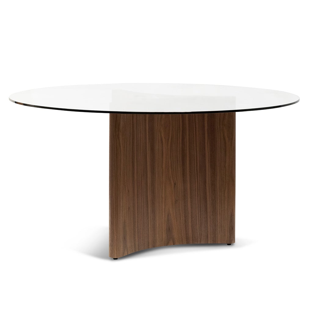 Blake 1.5m Round Glass Dining Table - Walnut - Dining Tables
