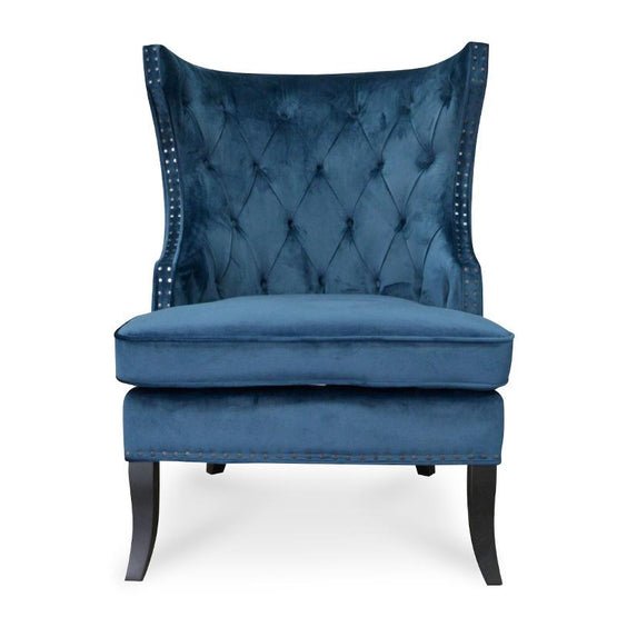 Camilla Wingback Armchair - Navy Blue Velvet - Armchairs