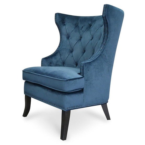 Camilla Wingback Armchair - Navy Blue Velvet - Armchairs