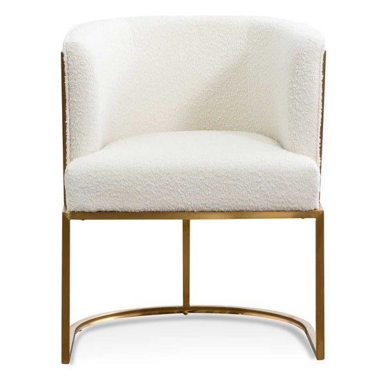 Carmine Ivory White Boucle Lounge Chair - Brushed Gold - Armchairs
