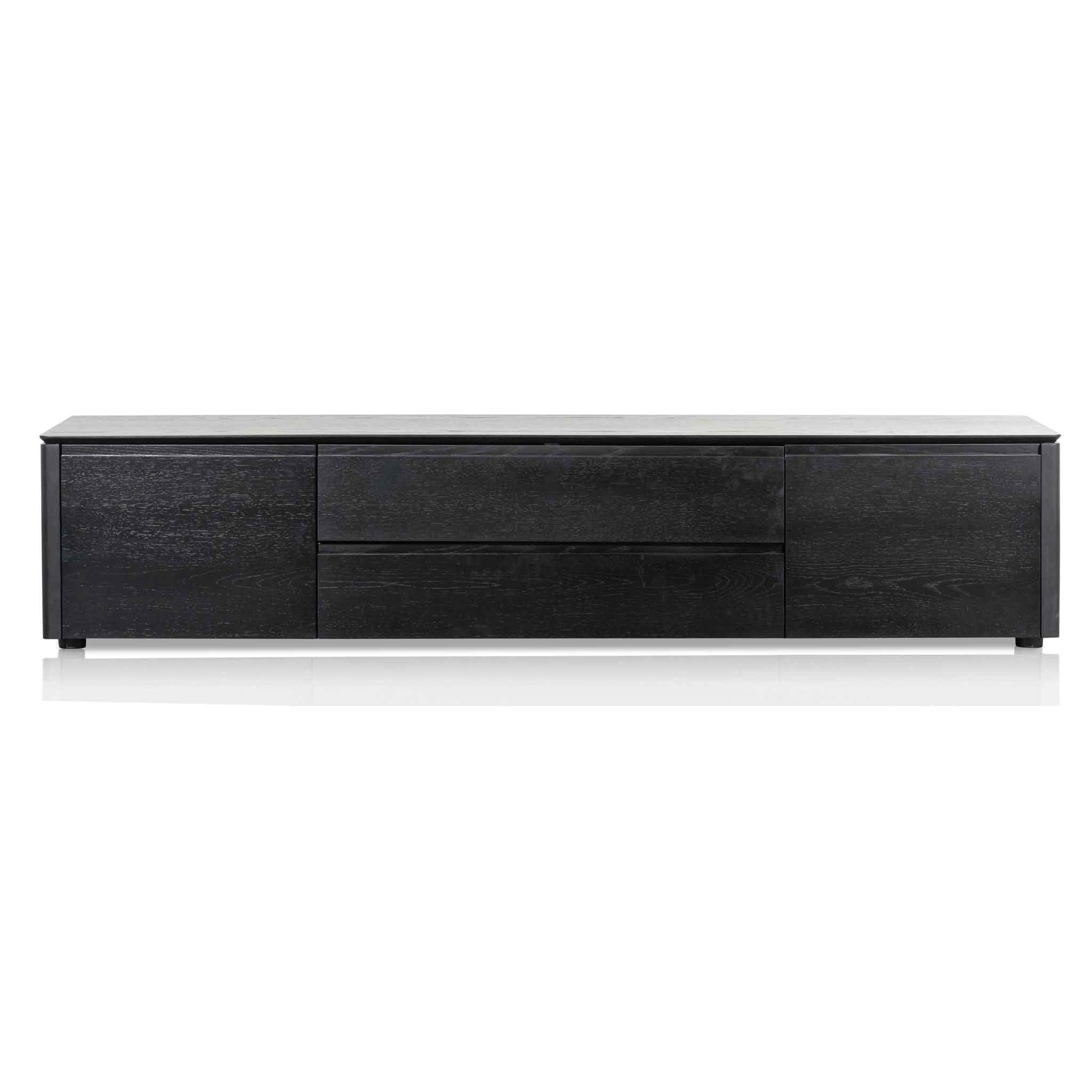 Carter Entertainment TV Stand with Middle Drawer - Black Ash Wood - TV Units