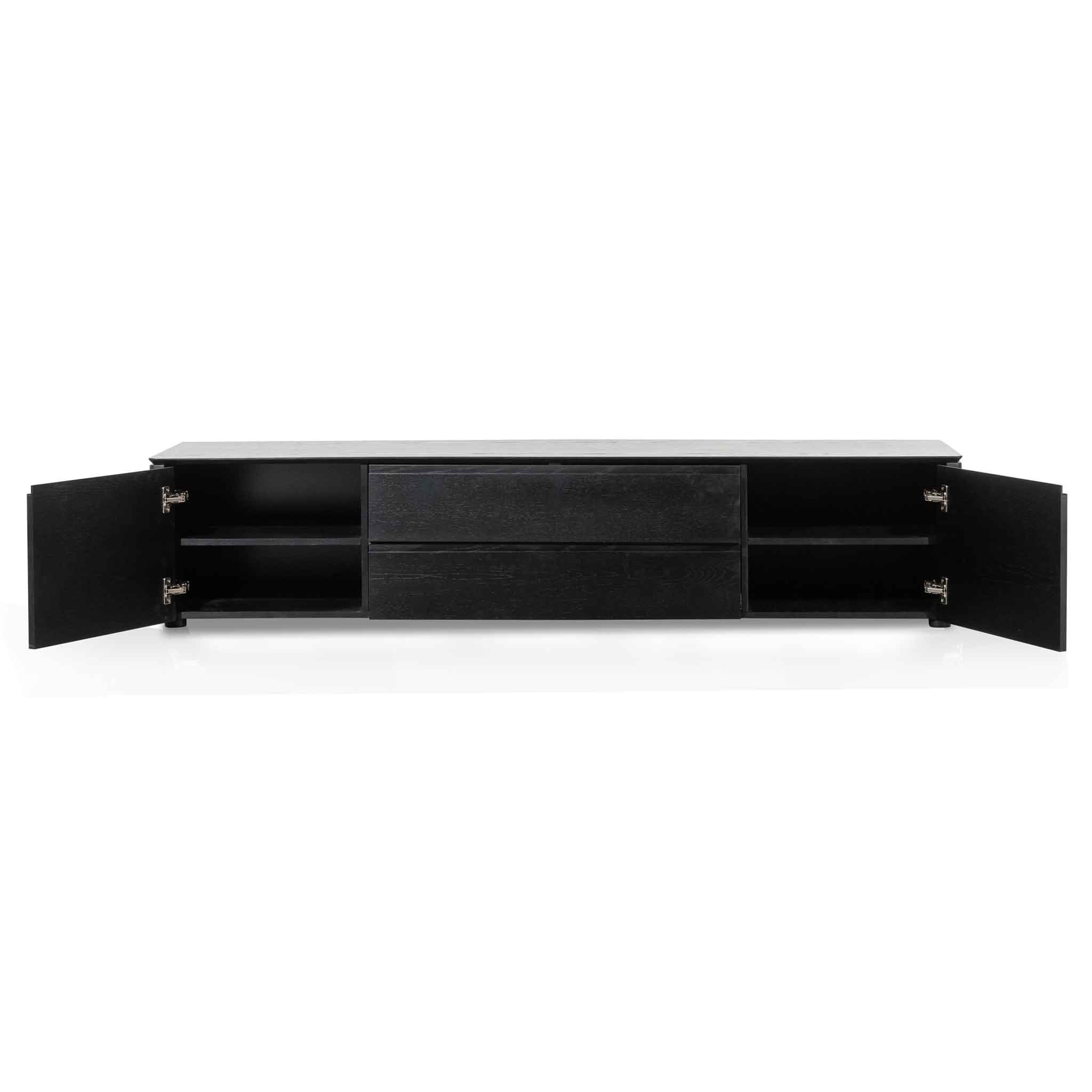 Carter Entertainment TV Stand with Middle Drawer - Black Ash Wood - TV Units