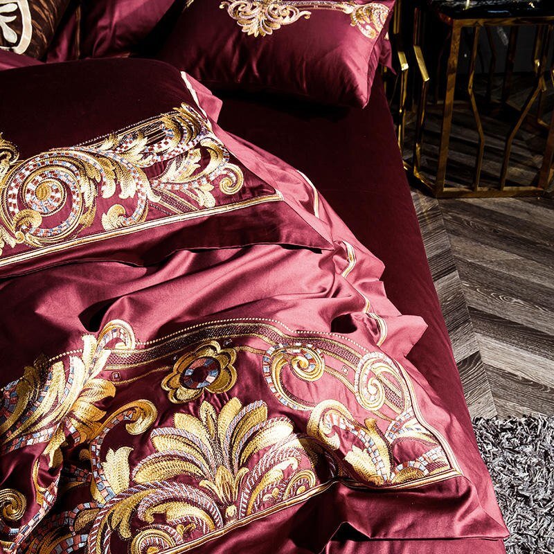 Cassandra Bordeaux 1000 TC Luxury Egyptian Cotton Duvet Cover Set - Duvet Covers