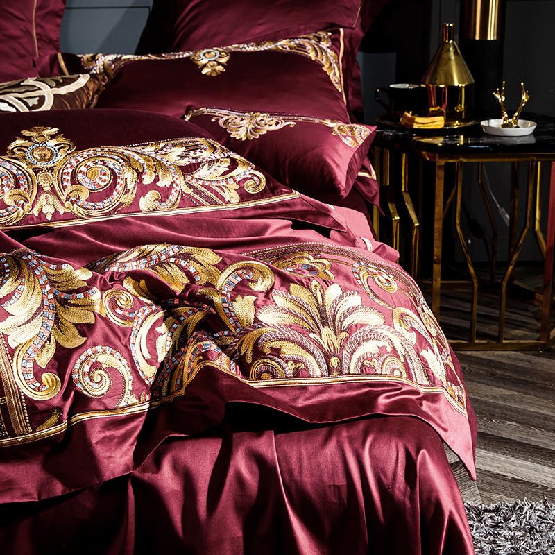 Cassandra Bordeaux 1000 TC Luxury Egyptian Cotton Duvet Cover Set - Duvet Covers