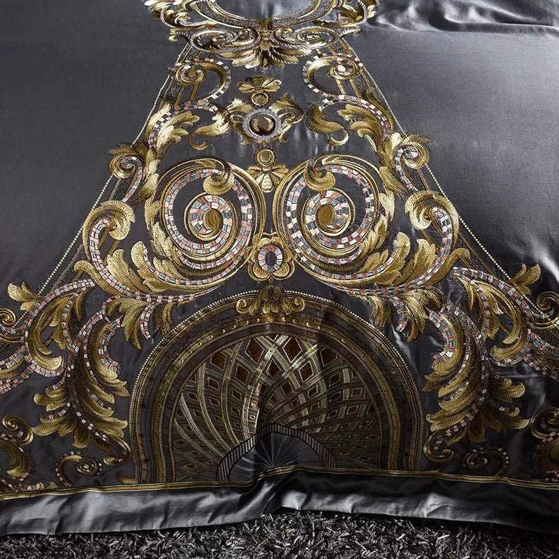 Cassandra Silver 1000 TC Luxury Egyptian Cotton Duvet Cover Set - Duvet Covers