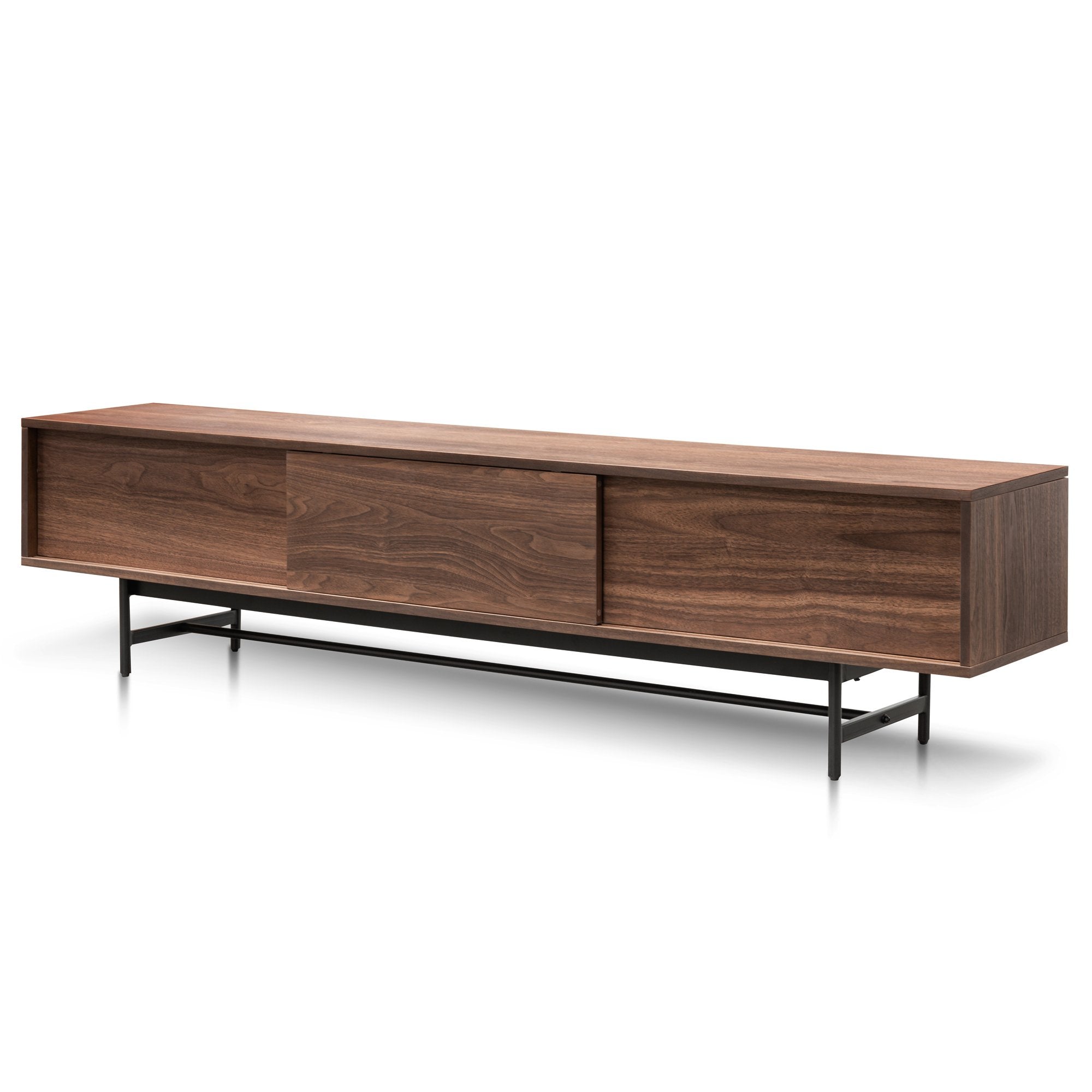 Cassandra Walnut Wooden TV Stand - Black Legs - TV Units