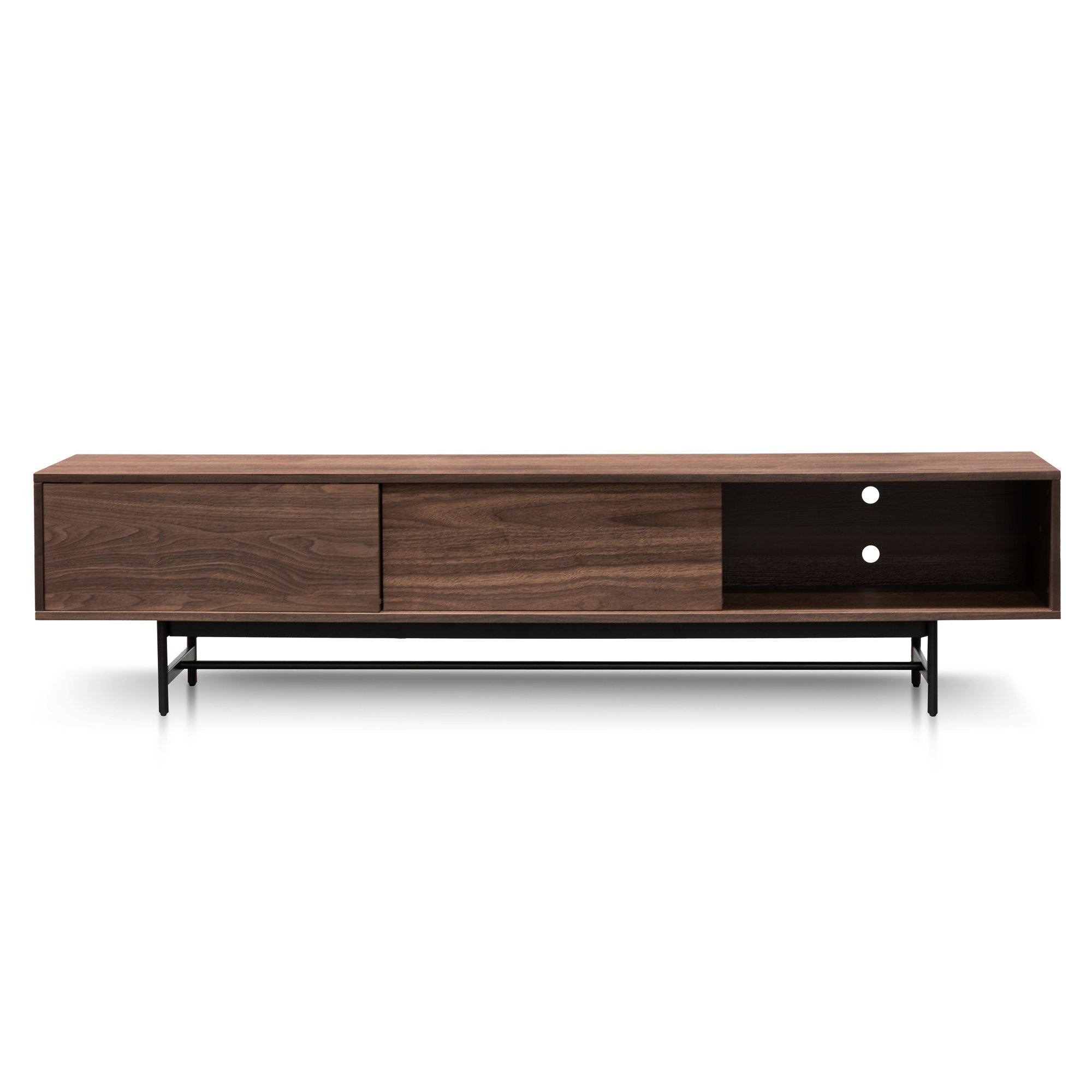 Cassandra Walnut Wooden TV Stand - Black Legs - TV Units