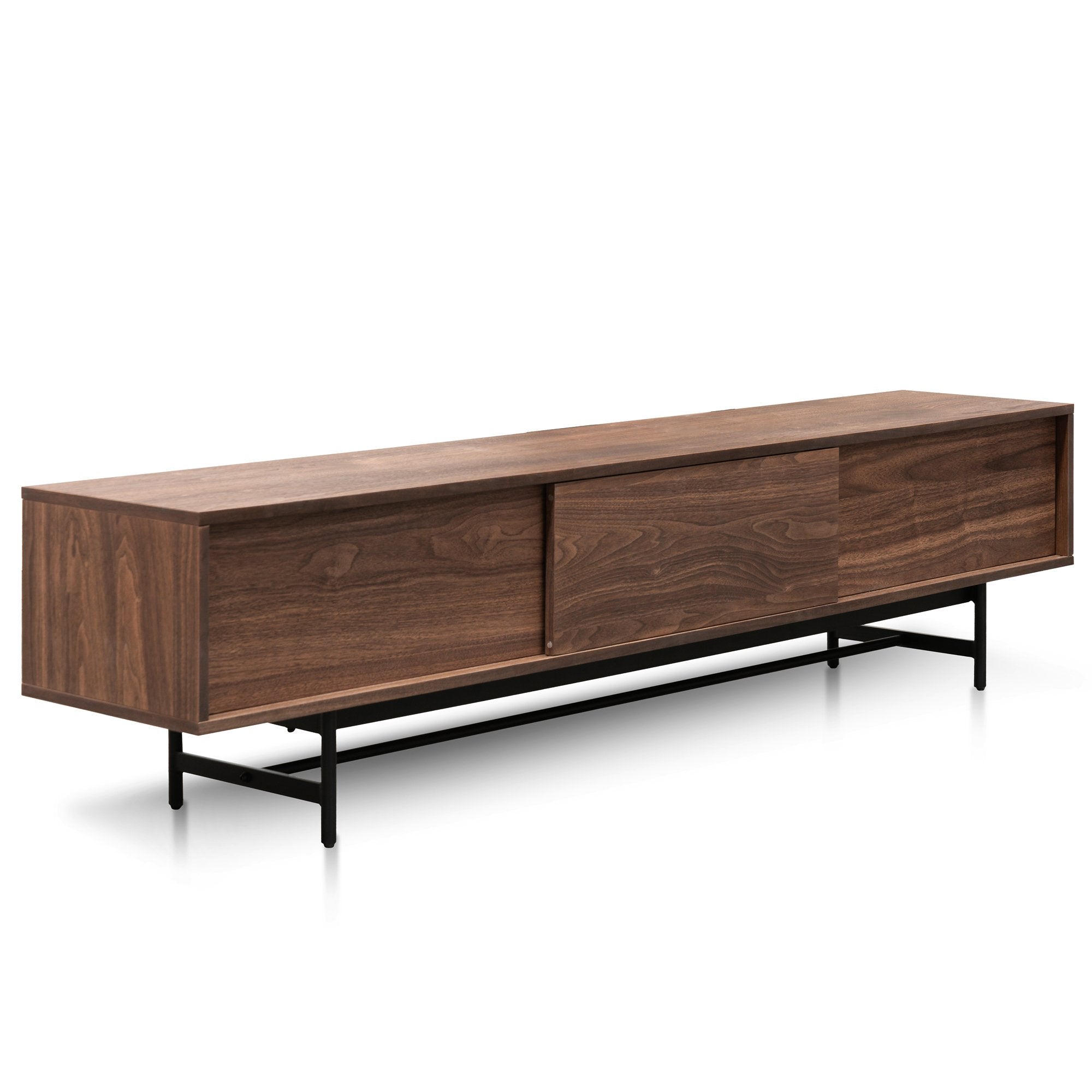 Cassandra Walnut Wooden TV Stand - Black Legs - TV Units