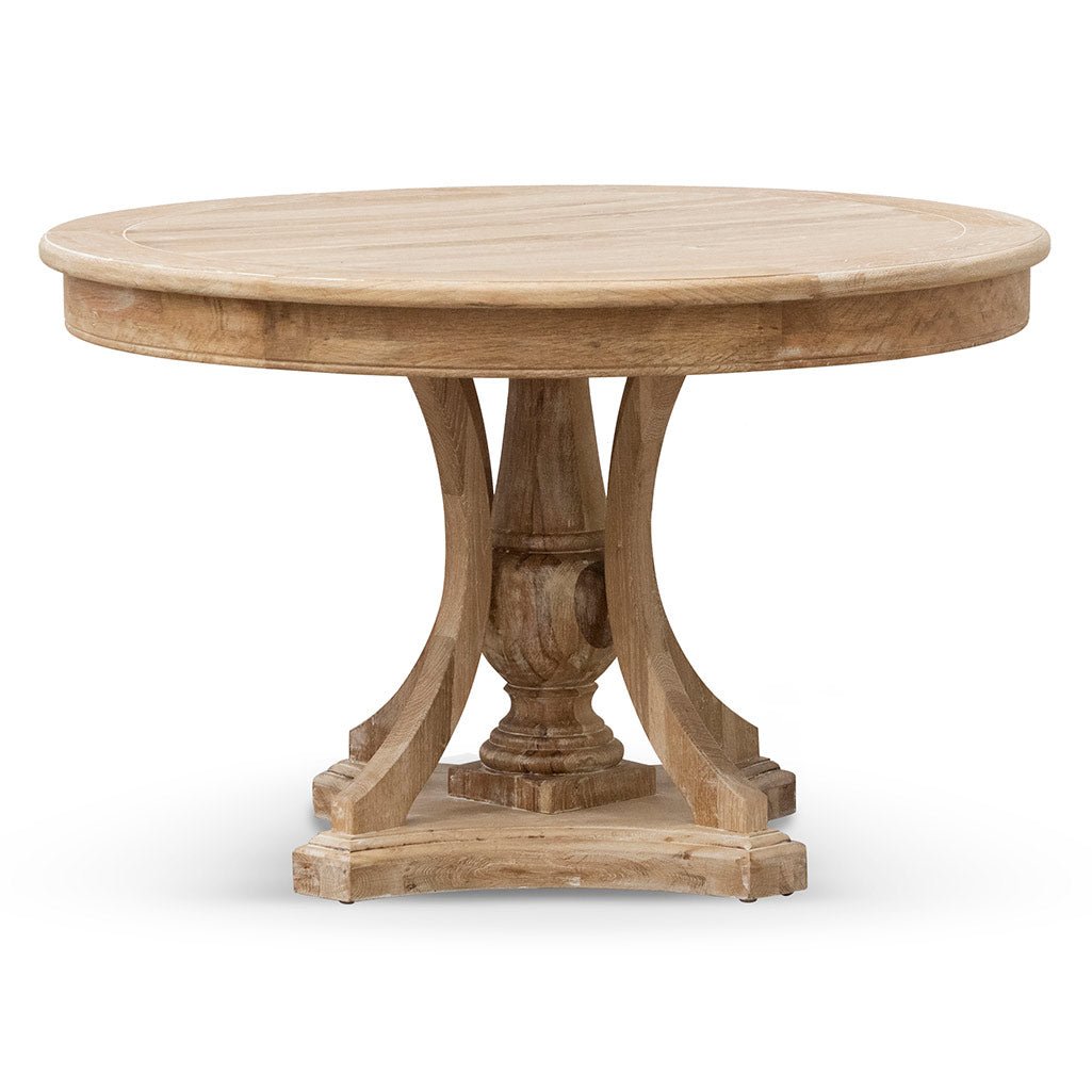 Centro 1.2m Round Dining Table - White Washed - Dining Tables
