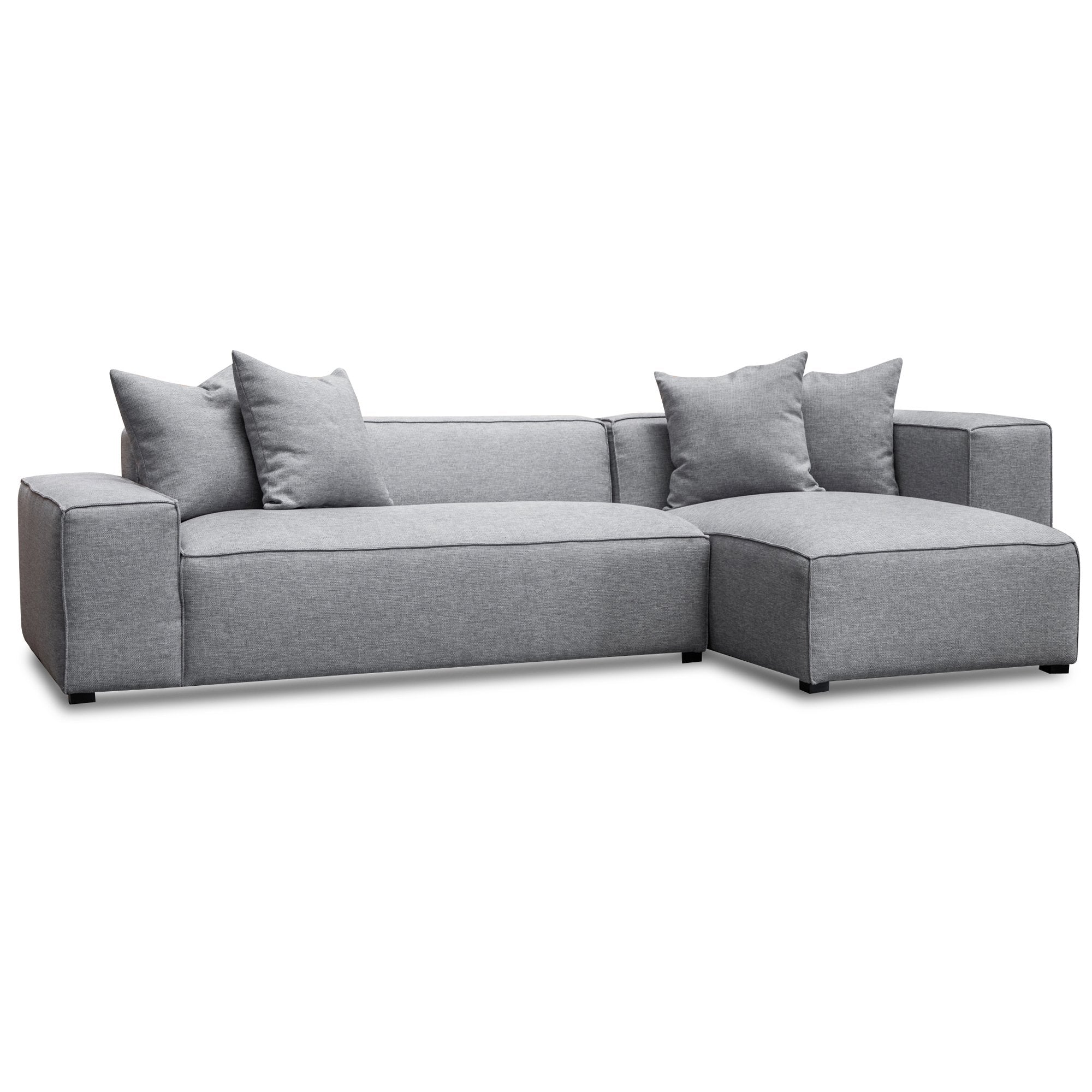 Charles 3S Right Chaise Sofa - Graphite Grey - Sofas