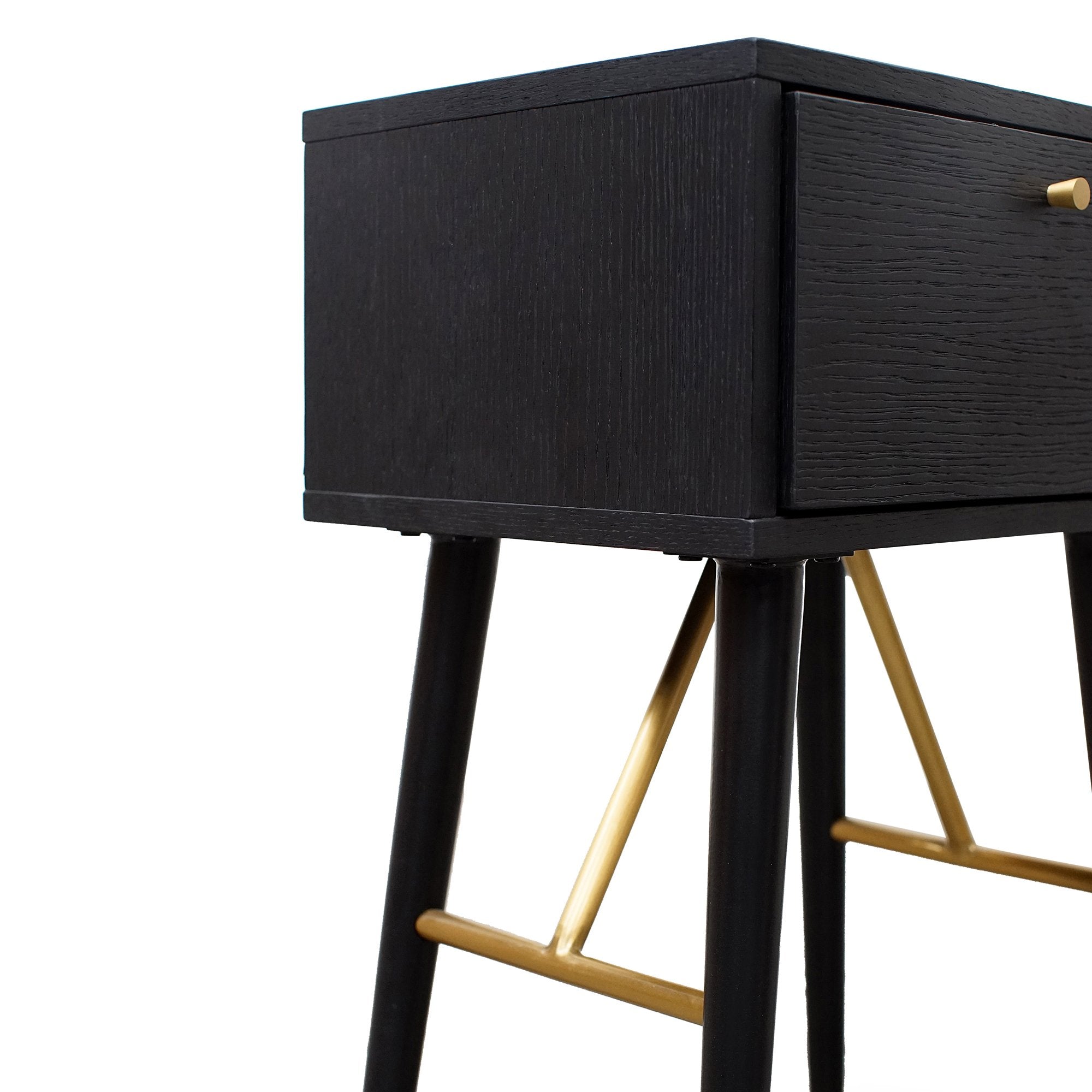 Cole Wooden Bed Side Table - Black - Bedside Tables