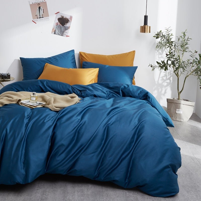 Core Egyptian Cotton Bedding Set (Marine Blue) - Duvet Covers