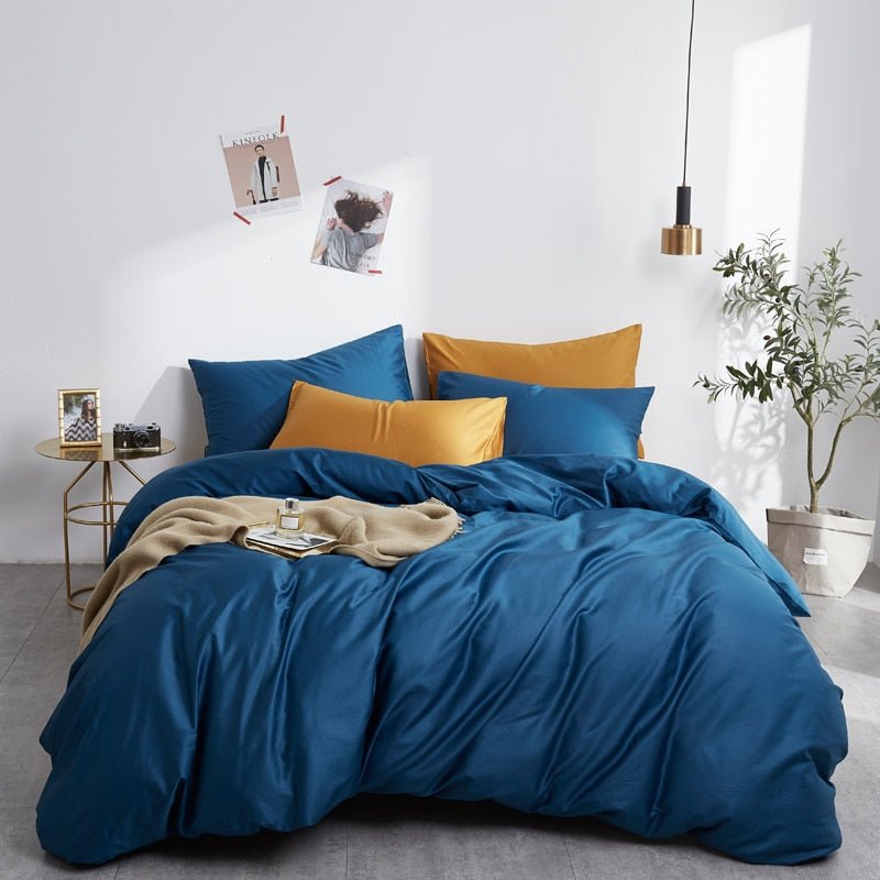 Core Egyptian Cotton Bedding Set (Marine Blue) - Duvet Covers