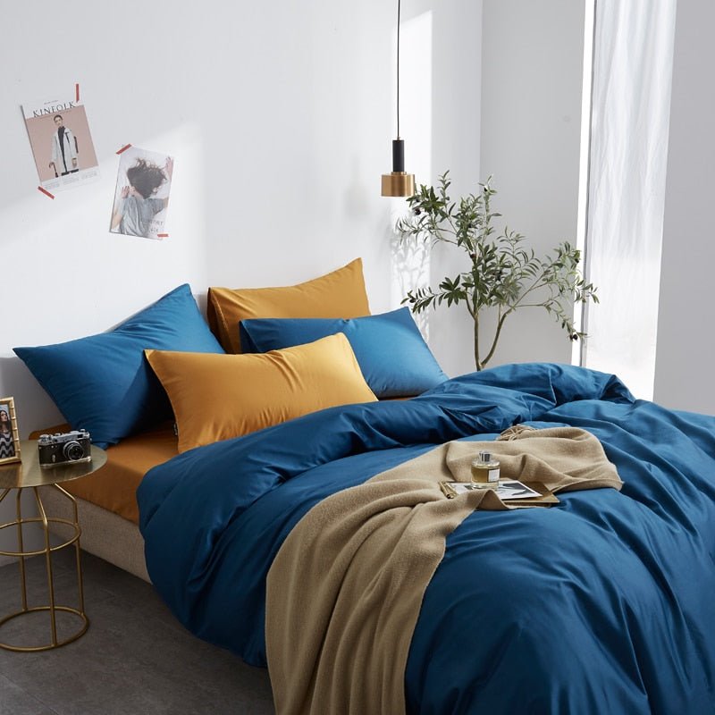 Core Egyptian Cotton Bedding Set (Marine Blue) - Duvet Covers