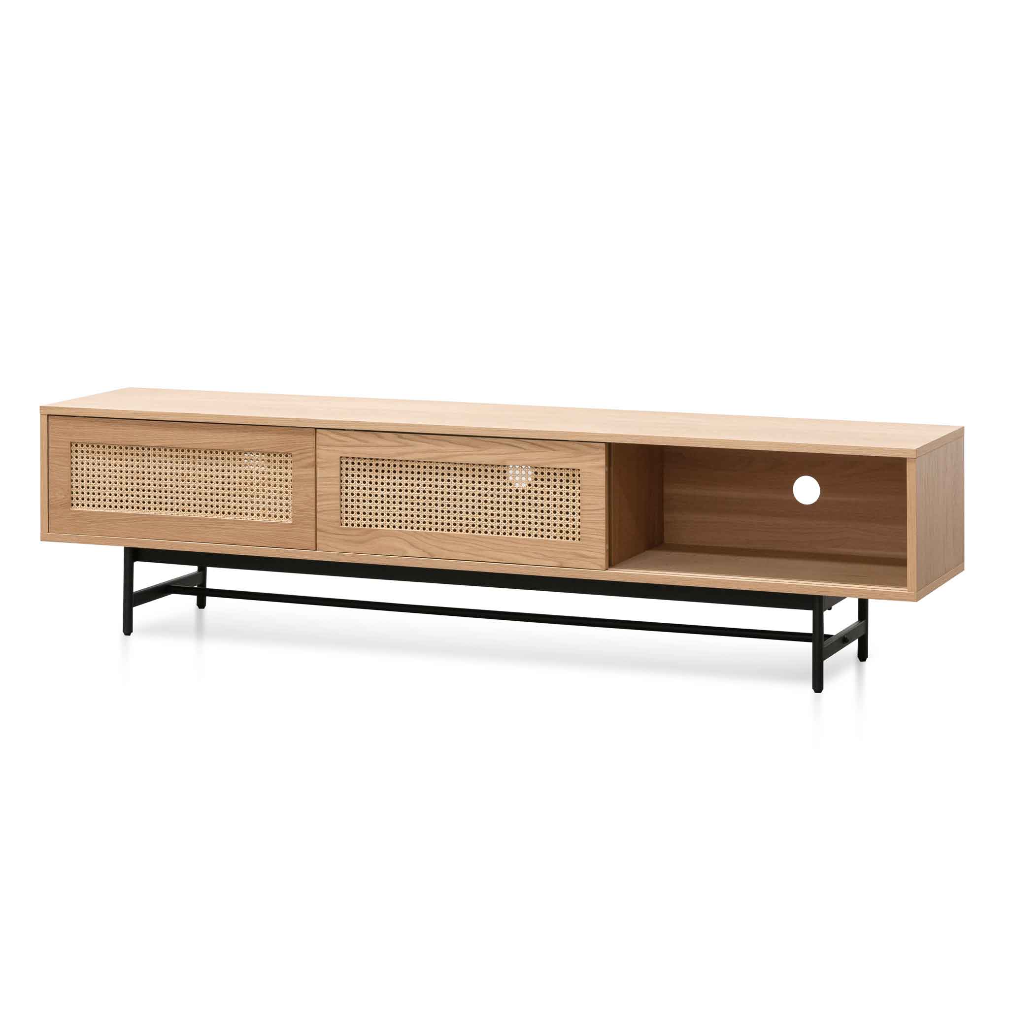 Delaney Natural Oak TV Stand - Rattan Doors - TV Units
