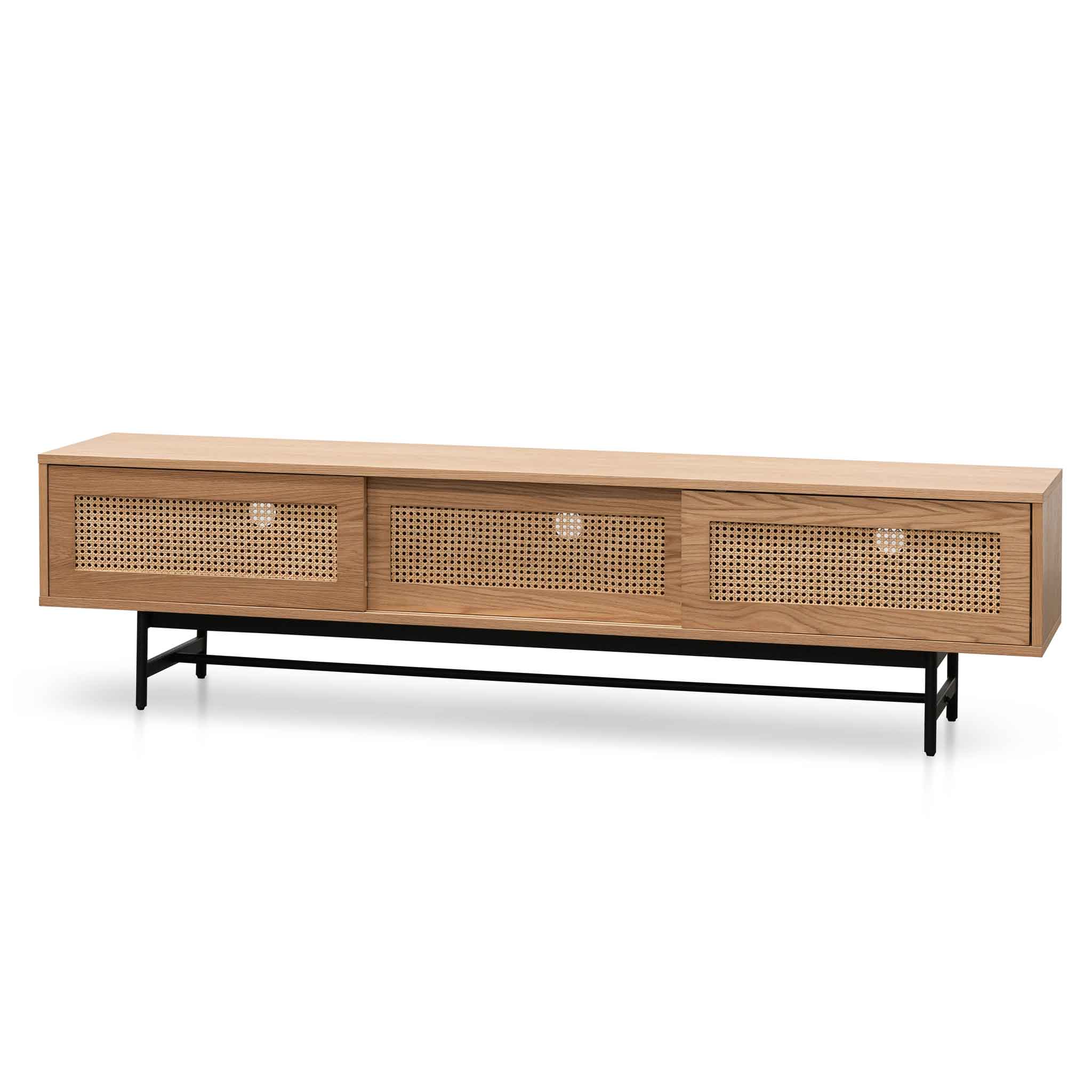 Delaney Natural Oak TV Stand - Rattan Doors - TV Units