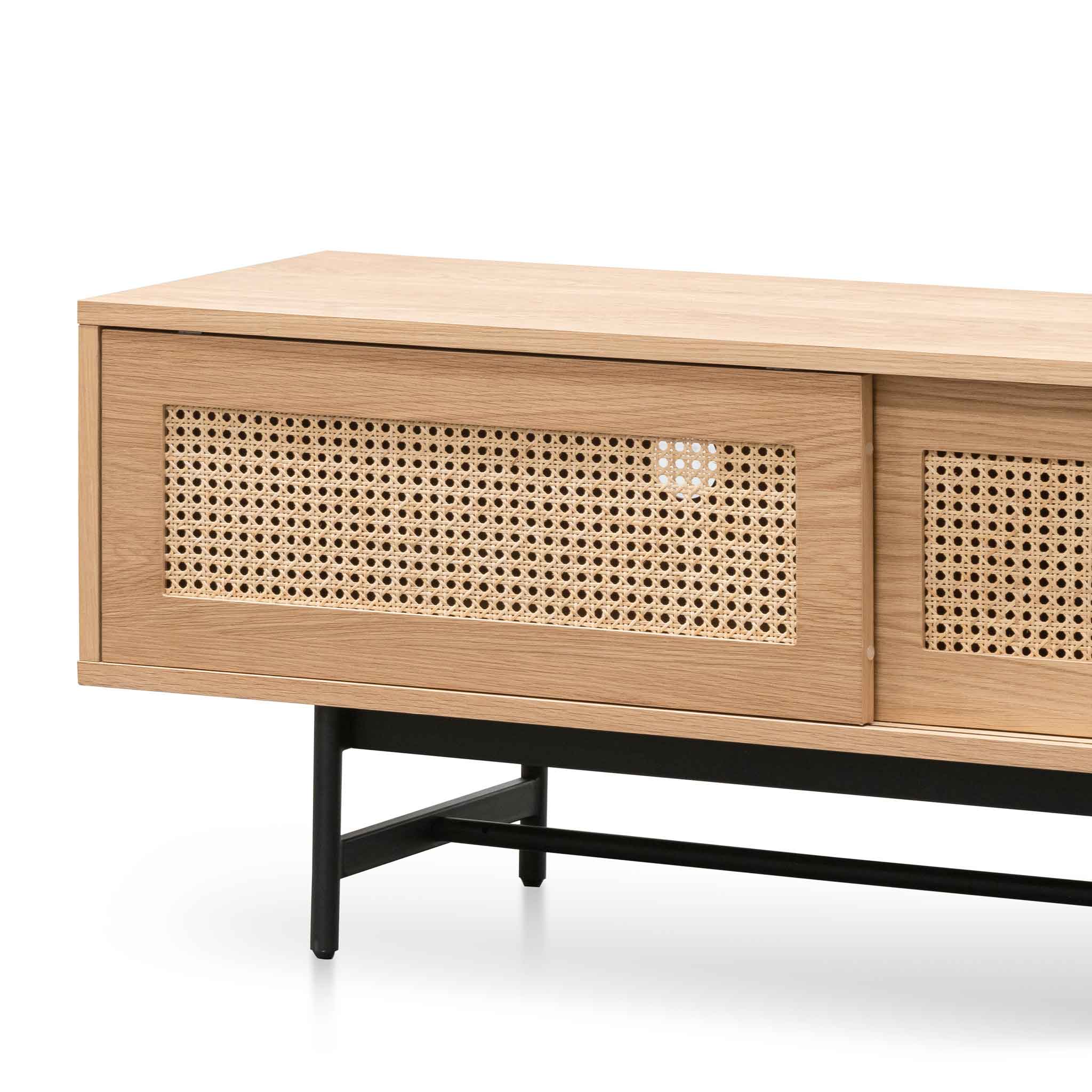 Delaney Natural Oak TV Stand - Rattan Doors - TV Units