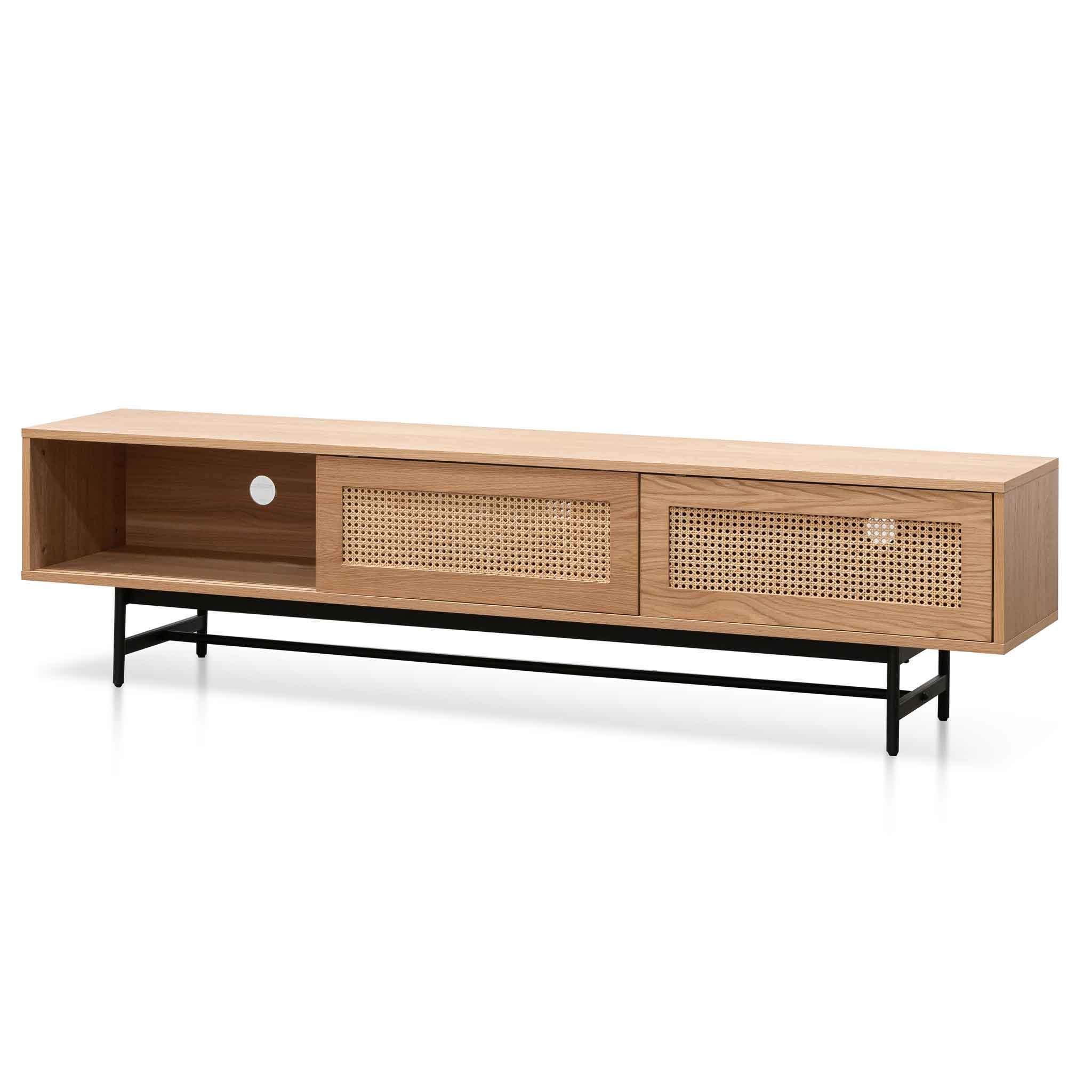 Delaney Natural Oak TV Stand - Rattan Doors - TV Units