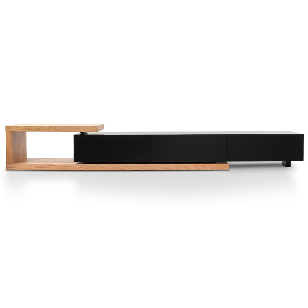 Destiny Extendable TV Stand - Natural Oak - Black Matte - TV Units