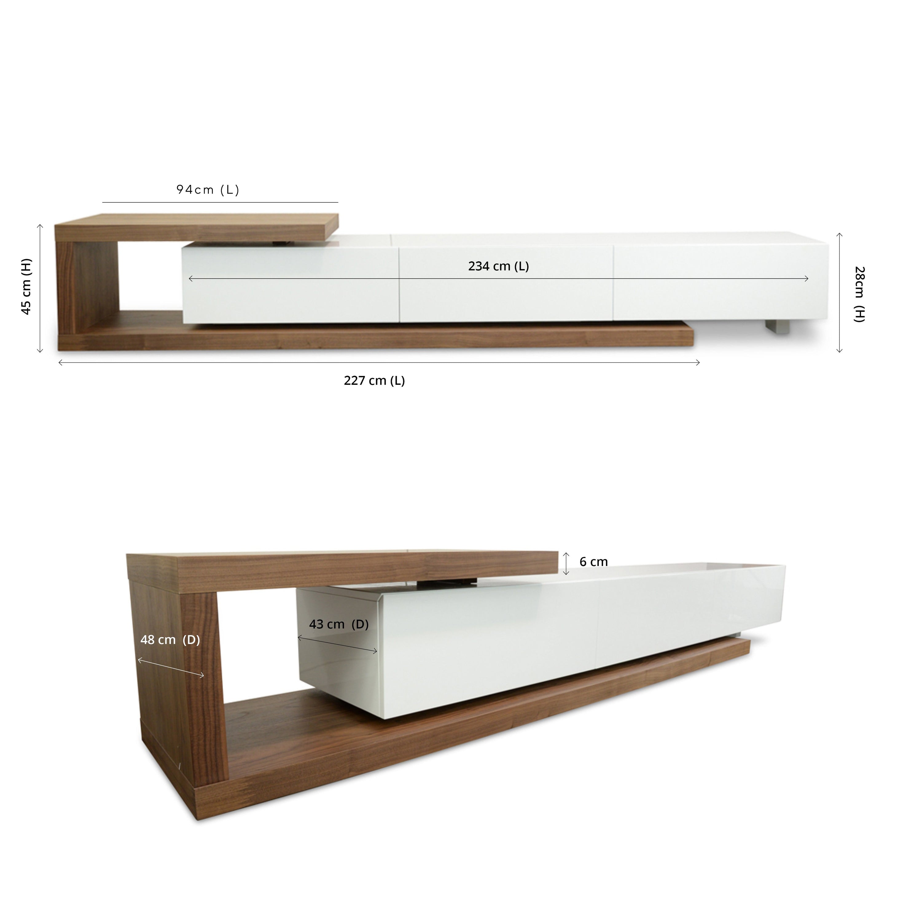 Destiny Extendable TV Stand - Walnut - White - TV Units