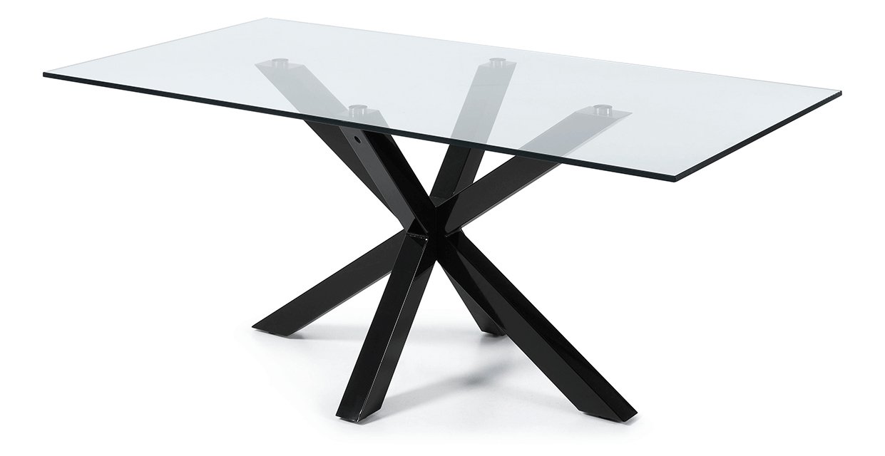 Diego 2m Glass Dining Table - Black - Dining Tables