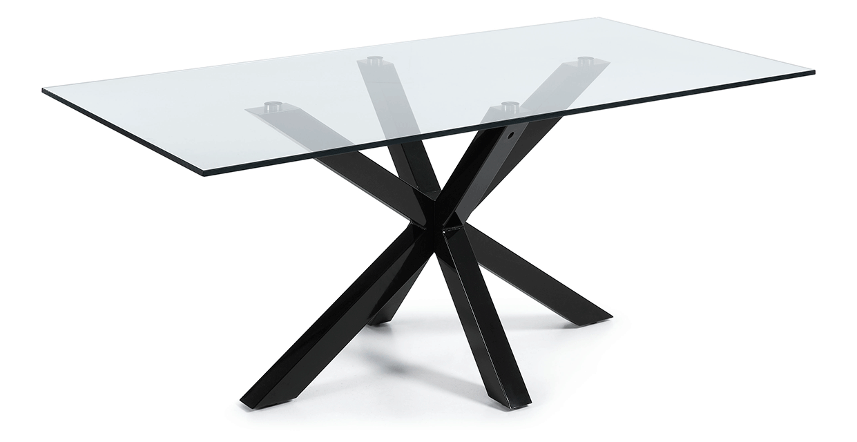 Diego 2m Glass Dining Table - Black - Dining Tables