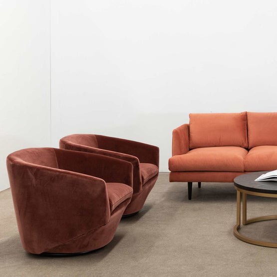 Donna Lounge Chair - Blood Orange Velvet - Armchairs