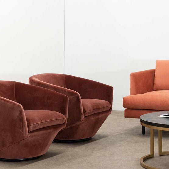 Donna Lounge Chair - Blood Orange Velvet - Armchairs