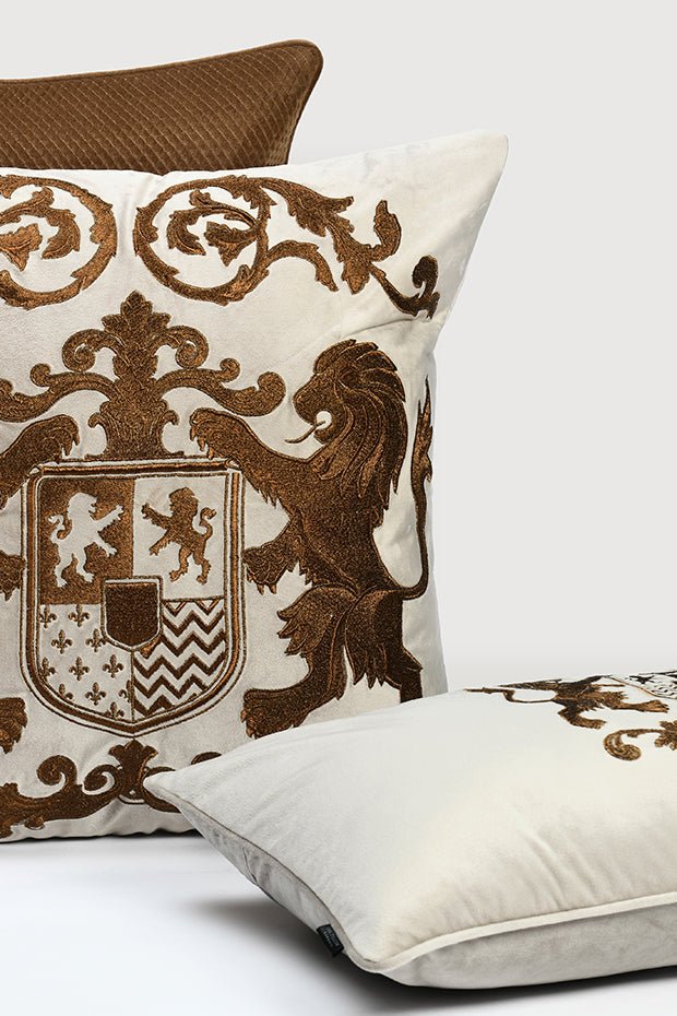 Dynasty Lumbar Pillow Cover , Beige - Pillow Covers