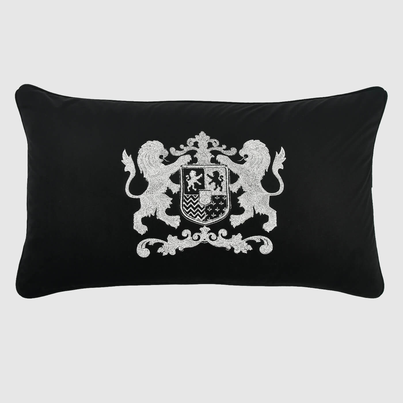 Dynasty Lumbar Pillow Cover , Black - Pillow Covers