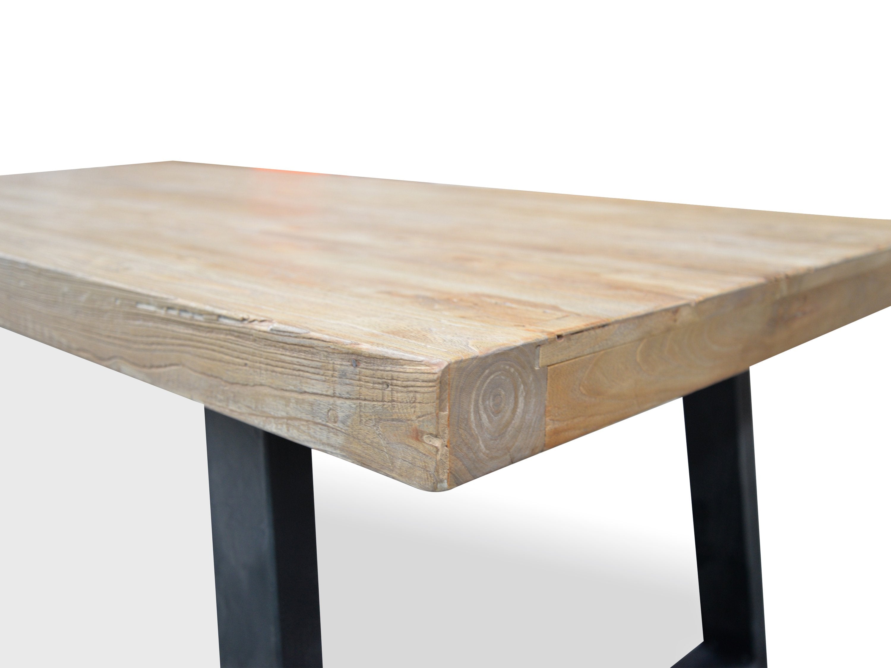 Eros Reclaimed Elm Wood 2.4m Dining Table - Upgraded Top - Dining Tables