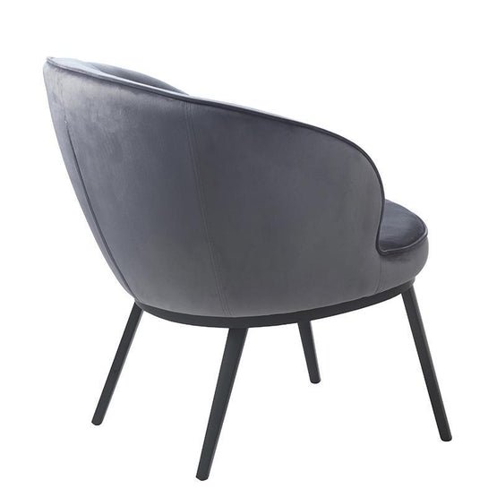 Giovanni Velvet Lounge Chair - Steel Grey - Armchairs