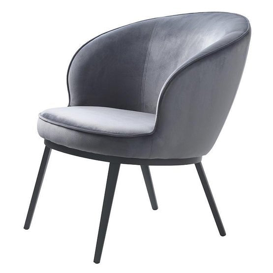 Giovanni Velvet Lounge Chair - Steel Grey - Armchairs